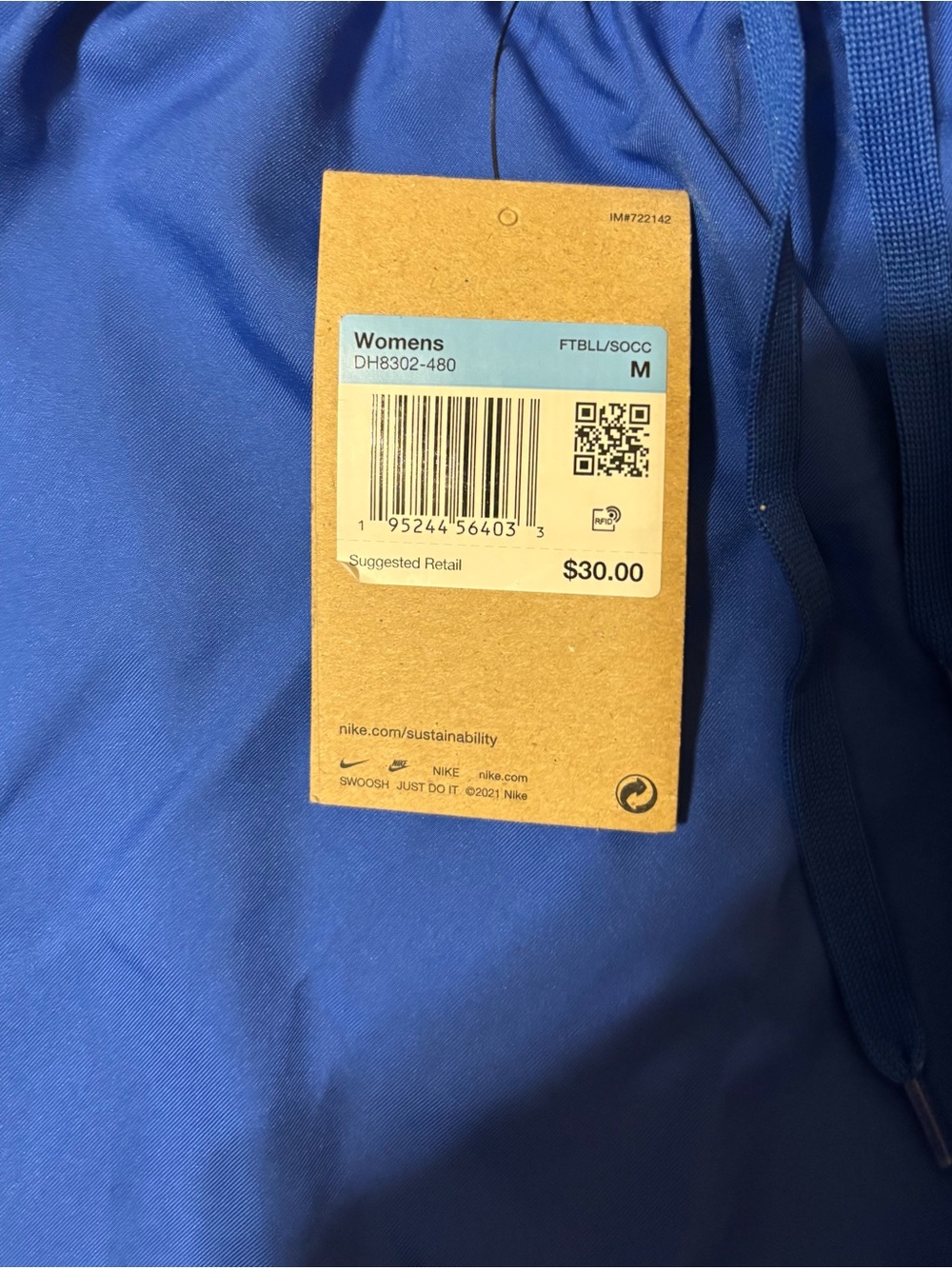 Nike Royal Blue Dri-FIT Women's Athletic Shorts with White Trim - Picture 3 of 3